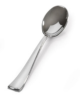 4" Metallic Silver Plastic Dessert Spoons - Posh Party Supplies 