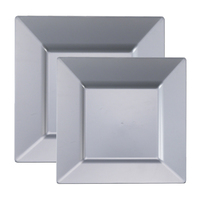 square silver plastic bulk party set