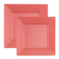 square coral plastic bulk party set
