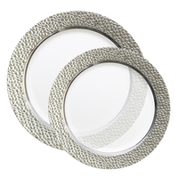 clear plastic plates with silver hammered design