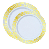 Crystal White with Gold Rim Plate Combo