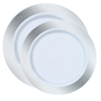 Crystal White with Silver Rim Plate Combo