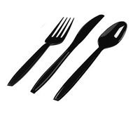 black plastic cutlery