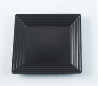 Disposable Plastic Black Square Serving 12" x 12" Trays - Posh Party Supplies