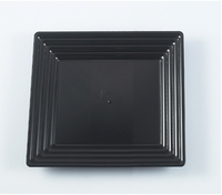 Disposable Disposable Plastic Black Square Serving 12" x 12" Tray - Posh Party Supplies