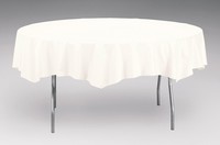 Disposable White Plastic 82" Round Tablecloths - Posh Party Supplies