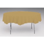 Disposable Glittering Gold Paper Round Tablecover - Posh Party Supplies