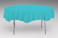 Disposable Bermuda Blue Round Paper 82 Inch Table Covers - Posh Party Supplies