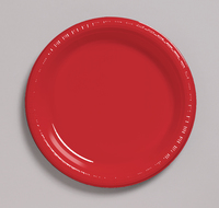 Discounted Classic Red 8.75" Plastic Dinner Plates  - Posh Party Supplies