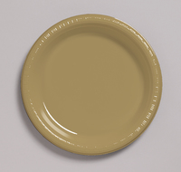 Discounted Glittering Gold Plastic 10.25" Dinner Plates  - Posh Party Supplies