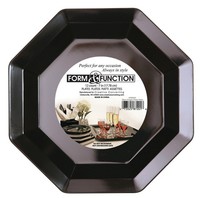 Elegant Black Velvet 7" Octagonal Plastic Lunch Plates - www.poshpartysupplies.com