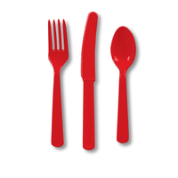 Classic Red Plastic Spoons, Plastic Forks And Plastic Knives  - Posh Party Supplies