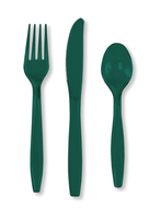 Hunter Green Assorted Heavy Duty Plastic Cutlery - Posh Party Supplies