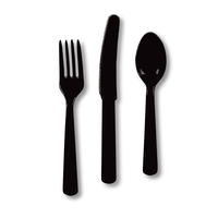 Black Velvet Plastic Spoons, Plastic Forks And Plastic Knives  - Posh Party Supplies