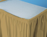 Disposable Glittering Gold Plastic 14' Tableskirts - Posh Party Supplies