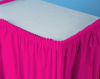 Disposable Hot Magenta Plastic 14' Table skirt  - Posh Party Supplies
