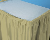 Disposable Sage Green Plastic 14' Tableskirt  - 6 Table Skirts