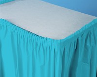 Disposable Bermuda Blue Plastic 14' Tableskirts - Posh Party Supplies
