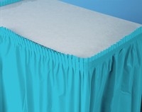 Disposable Bermuda Blue Plastic 14' Table skirt  - Posh Party Supplies