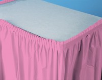 Disposable Candy Pink Plastic 14' Table skirt  - Posh Party Supplies