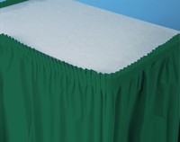 Disposable Hunter Green Plastic 14' Tableskirt - 6 Table Skirts