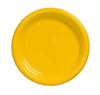 Discounted School Bus Yellow 7" Plastic Lunch Plates  - Posh Party Supplies