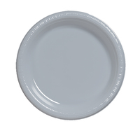 Discounted Shimmering Silver 7" Plastic Dessert Plates  - Posh Party Supplies
