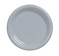 Shimmering Silver 9" Plastic Dinner Plates-Posh Party Supplies