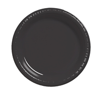 Disposable Black 9" Plastic Dinner Plates - Posh Party Supplies