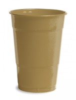 Glittering Gold 16 Oz. Solid Plastic Cups - Posh Party Supplies